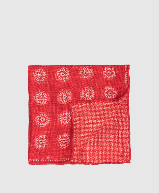 Brunello Cucinelli Червона льняна хустка в візерунок MQ8500091 зображення 4