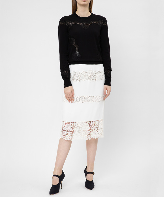 Dolce&Gabbana Белая юбка с кружевом F4BHVZFGMFB изображение 2