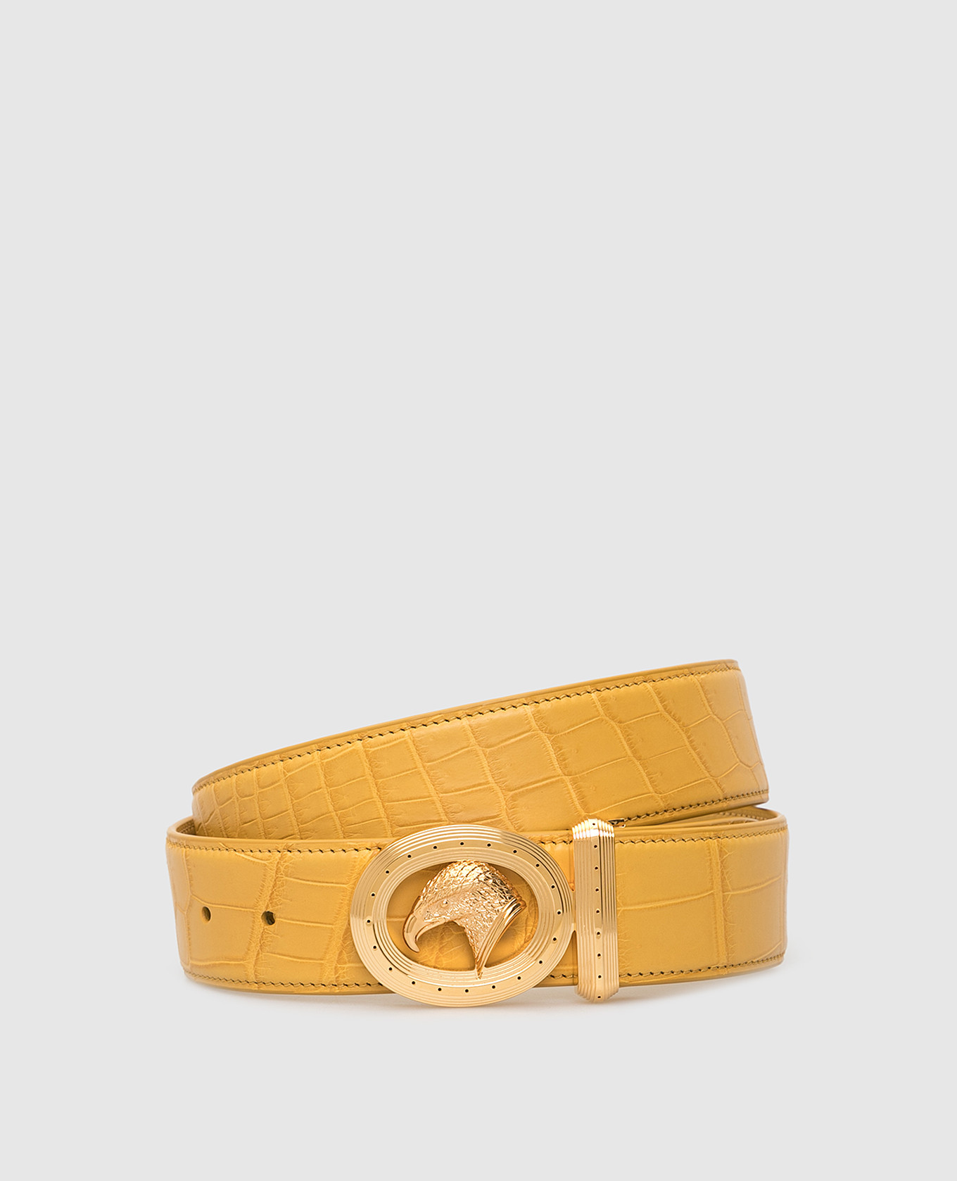 

Желтый ремень ручной работы из крокодиловой кожи, Ремни