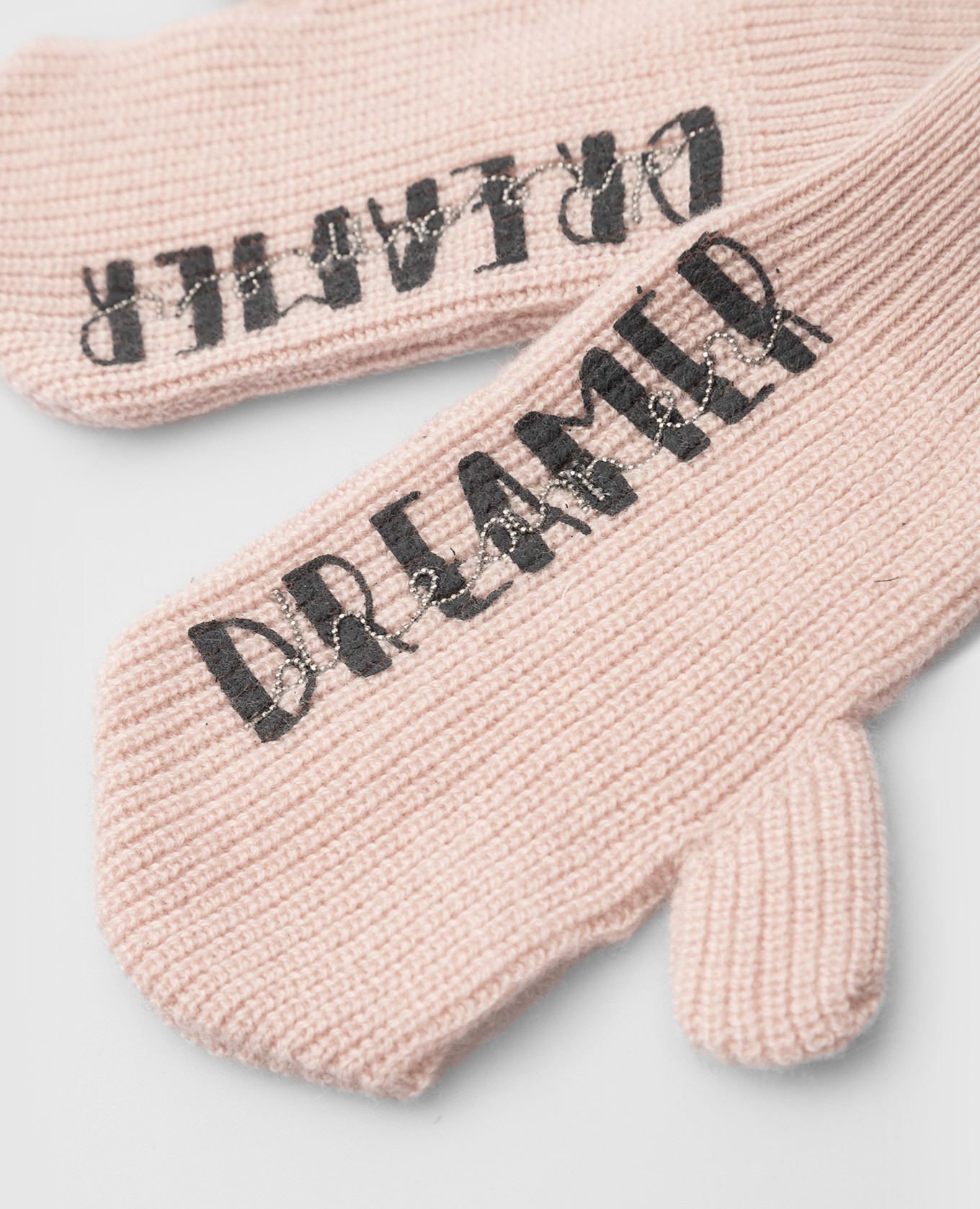 Brunello Cucinelli Детские пудровые рукавицы из кашемира с логотипом B12M11289C изображение 2