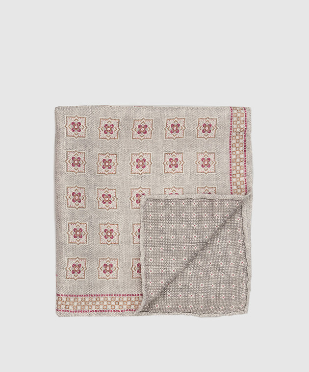 Brunello Cucinelli Light gray patterned silk scarf MQ8440091 image 4