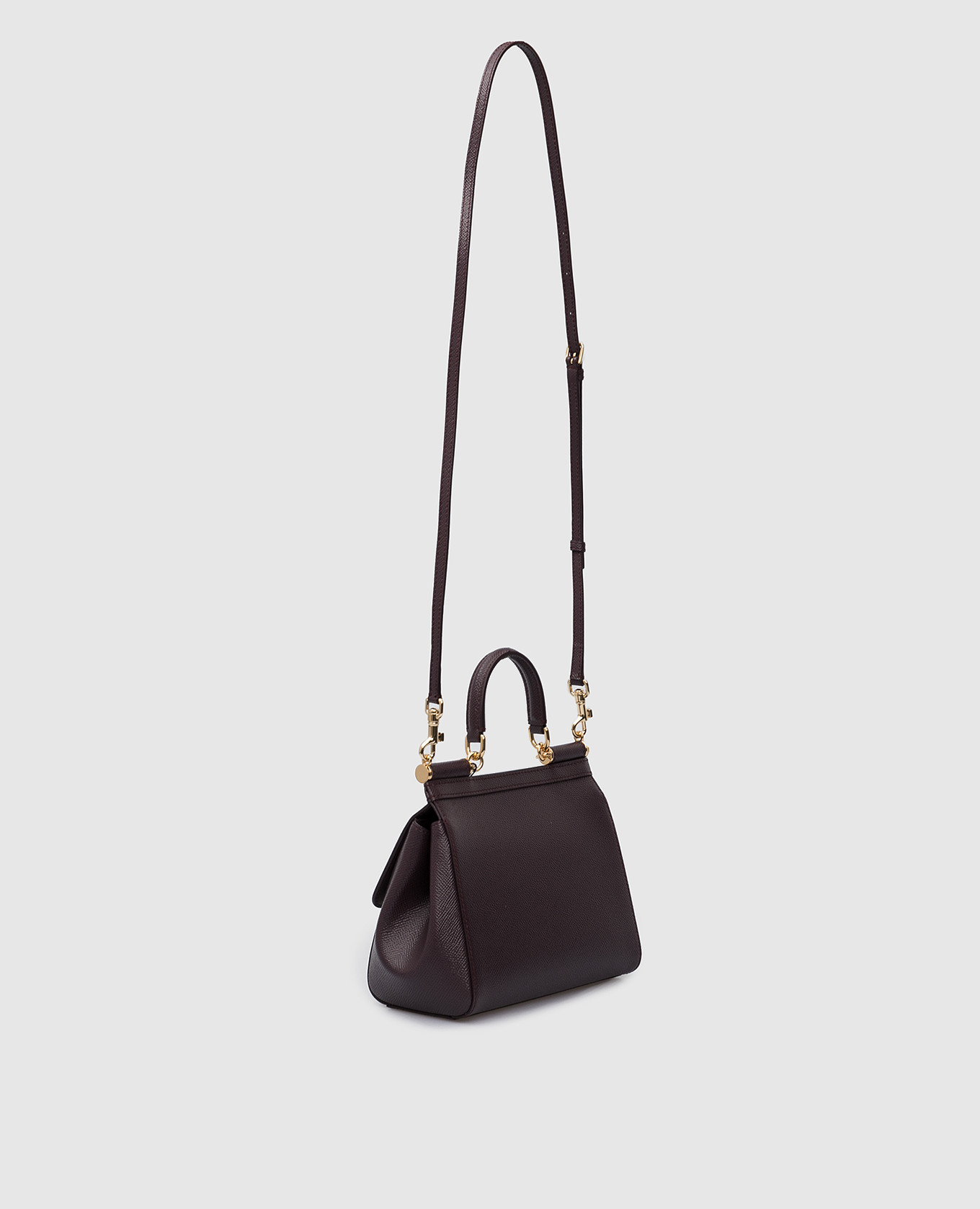 Dolce&Gabbana Темно-бордовая кожаная сумка мини Sicily BB6003A1001 изображение 3