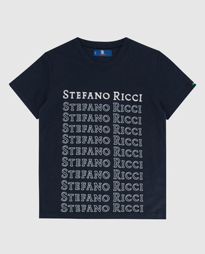 Stefano Ricci Дитяча темно-синя футболка з логотипом YNH1100390803