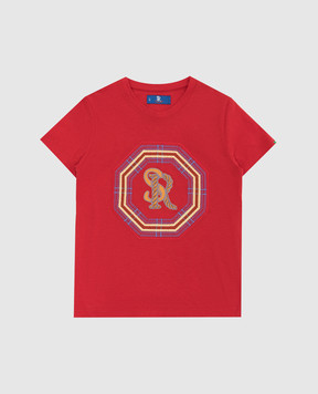 Stefano Ricci Детская красная футболка с вышивкой монограммы YNH9200530803