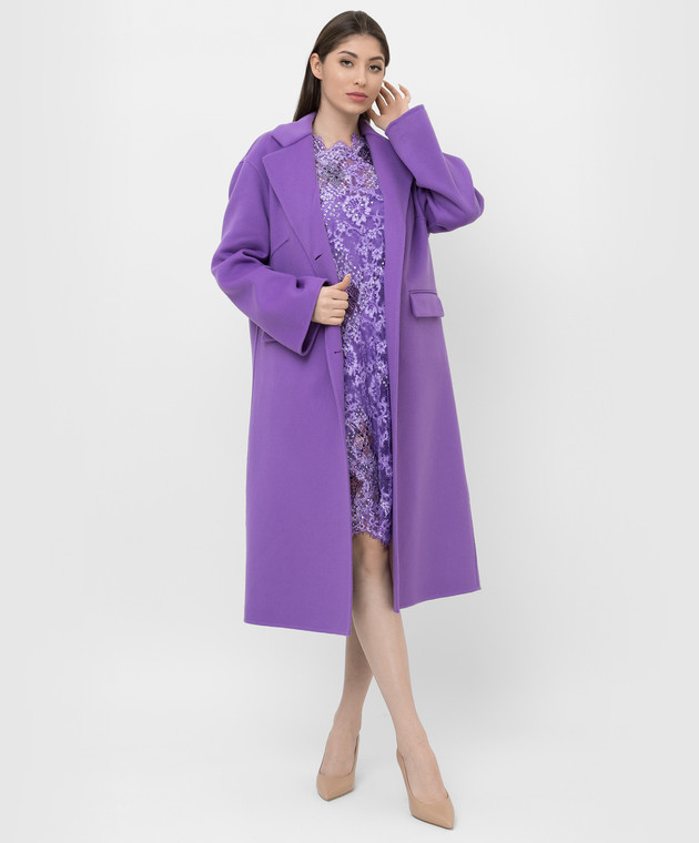 Ermanno Scervino Фиолетовое пальто из шерсти D396D707DDT изображение 2