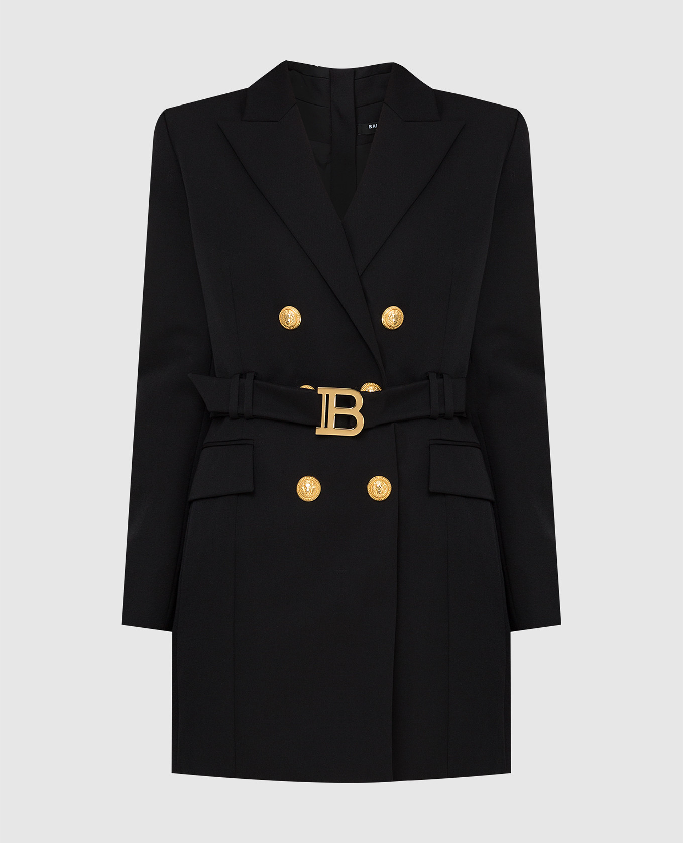 

Черное платье из шерсти Balmain, Черный, Платья Миди