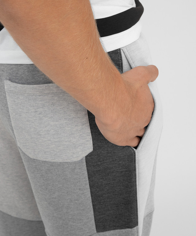 Valentino Серые спортивные брюки в технике пэчворк с принтом VLTN WV3MD03A7CW изображение 5