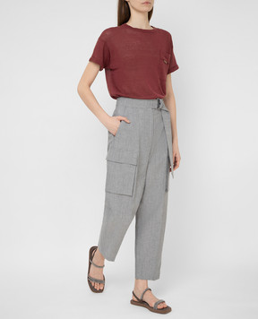 Brunello Cucinelli Серые брюки из шерсти и льна MF509P7541
