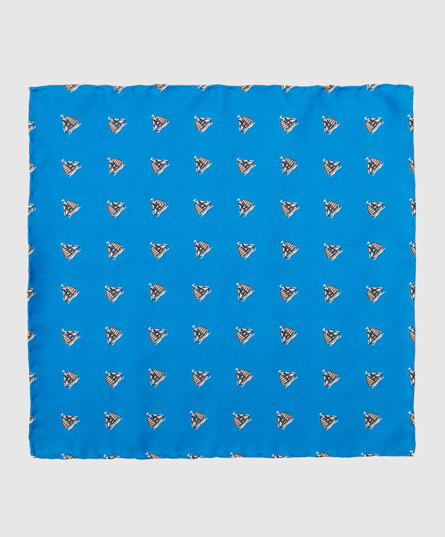 Stefano Ricci Детский синий шелковый набор из галстука и платка-паше в узор YDHNG600 изображение 2