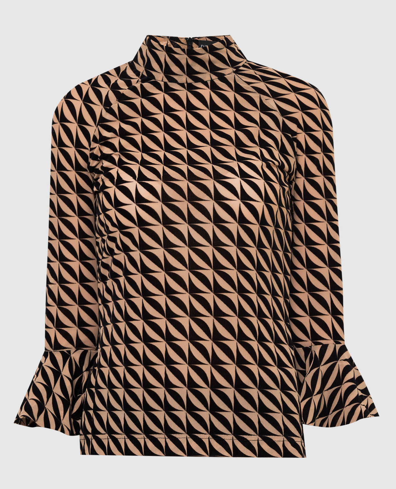 David Koma Бежевая блуза в геометрический узор AW21DK03T