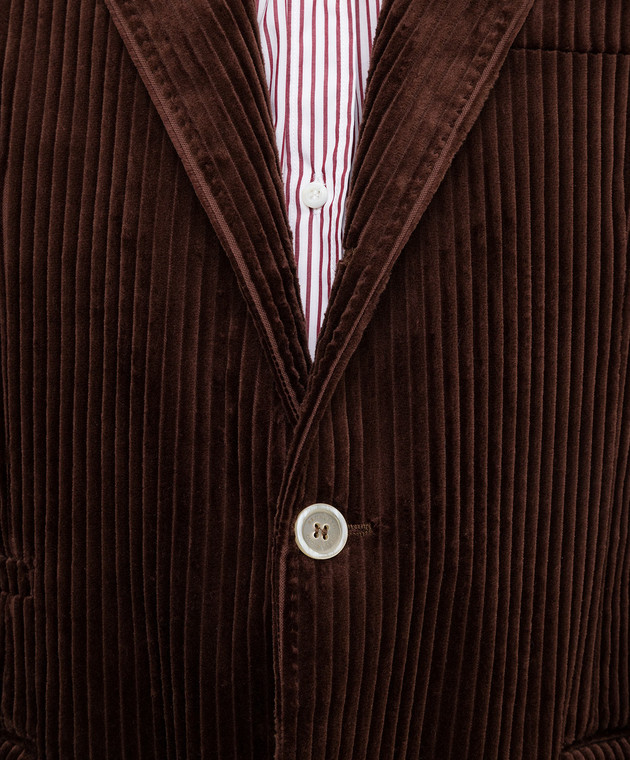 Brunello Cucinelli Коричневий вельветовий піджак MN4107BTD зображення 5
