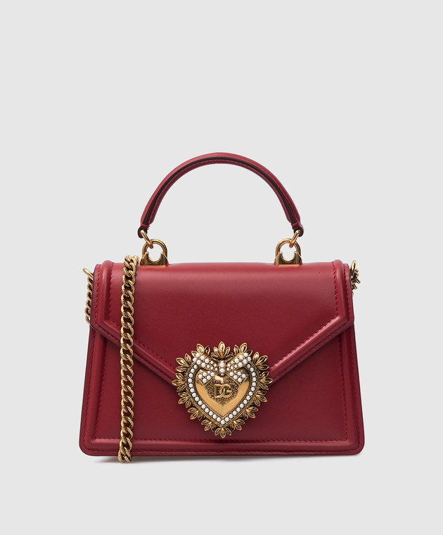 Dolce&Gabbana Червона шкіряна сумка міні Devotion з емблемою BB6711AV893