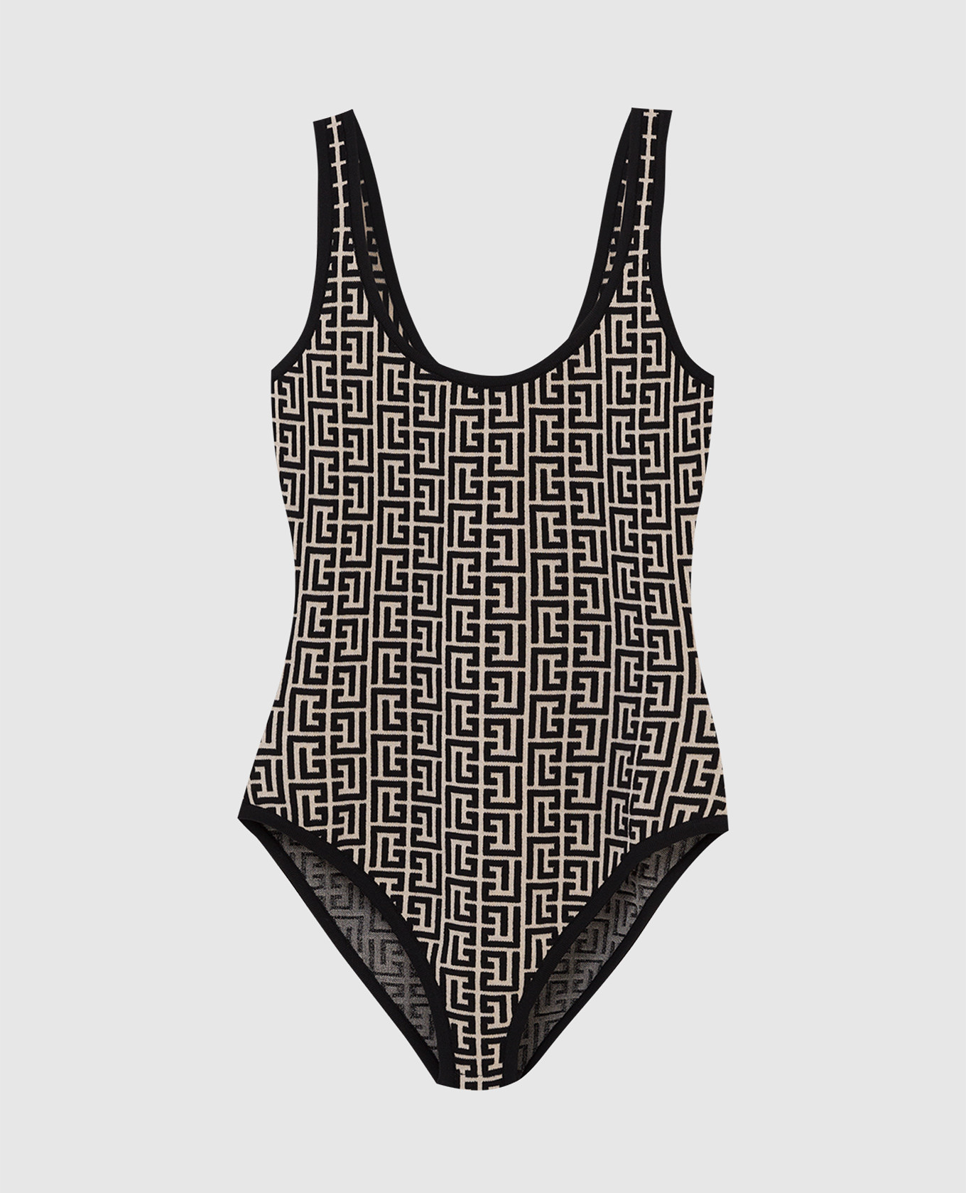 

Боди в узор монограммы логотипа, Светло-бежевый, Боди