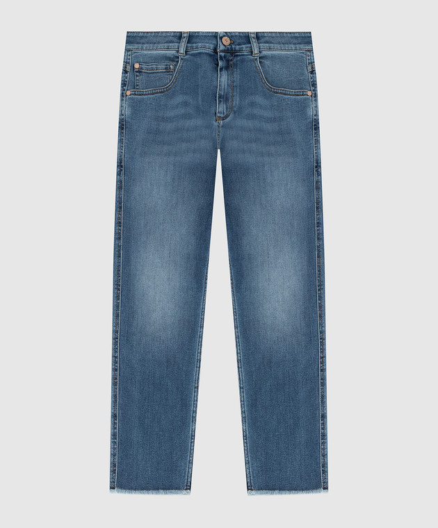 Brunello Cucinelli Дитячі джинси з ефектом потертості і бахромою BA182P422A