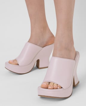 Bottega Veneta Бузкові шкіряні сабо 658979VBSD0