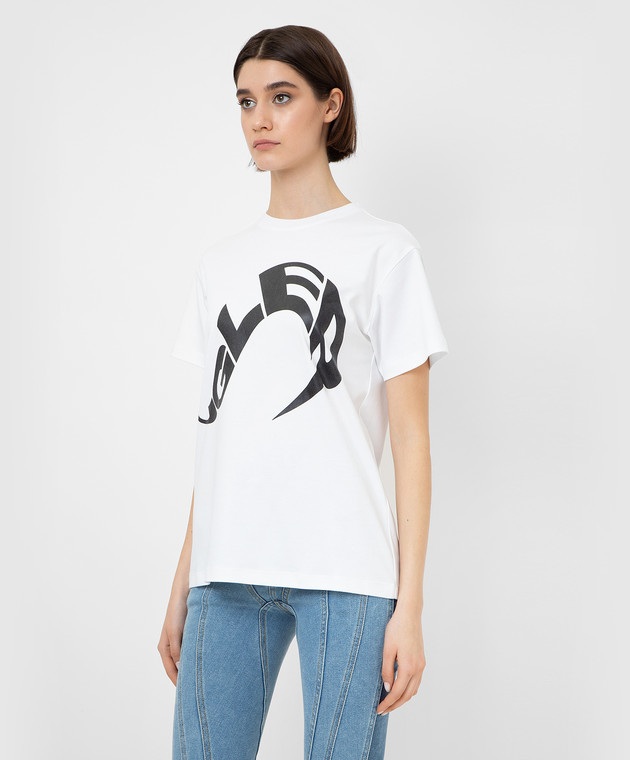 Thierry Mugler Белая футболка с принтом логотипа 21W3TS0054660 изображение 3