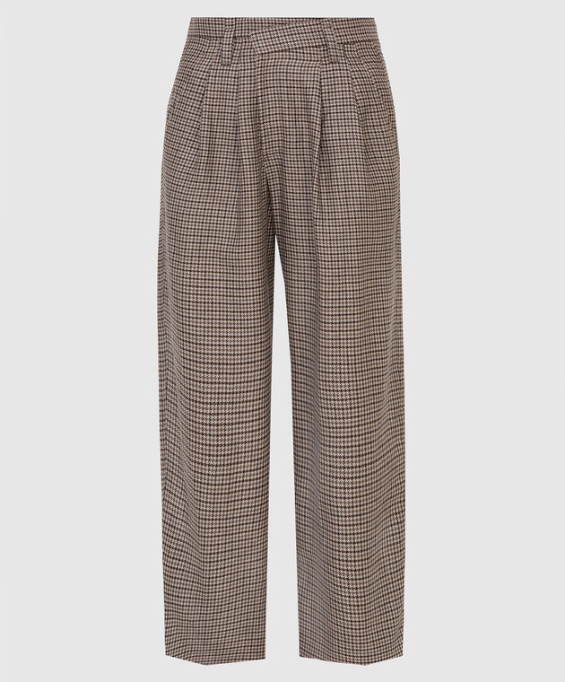 Brunello Cucinelli Бежевые брюки из льна, шерсти и шелка MP463P7424