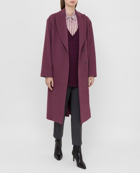 Brunello Cucinelli Бордове пальто з вовни і кашеміру ME4179333P
