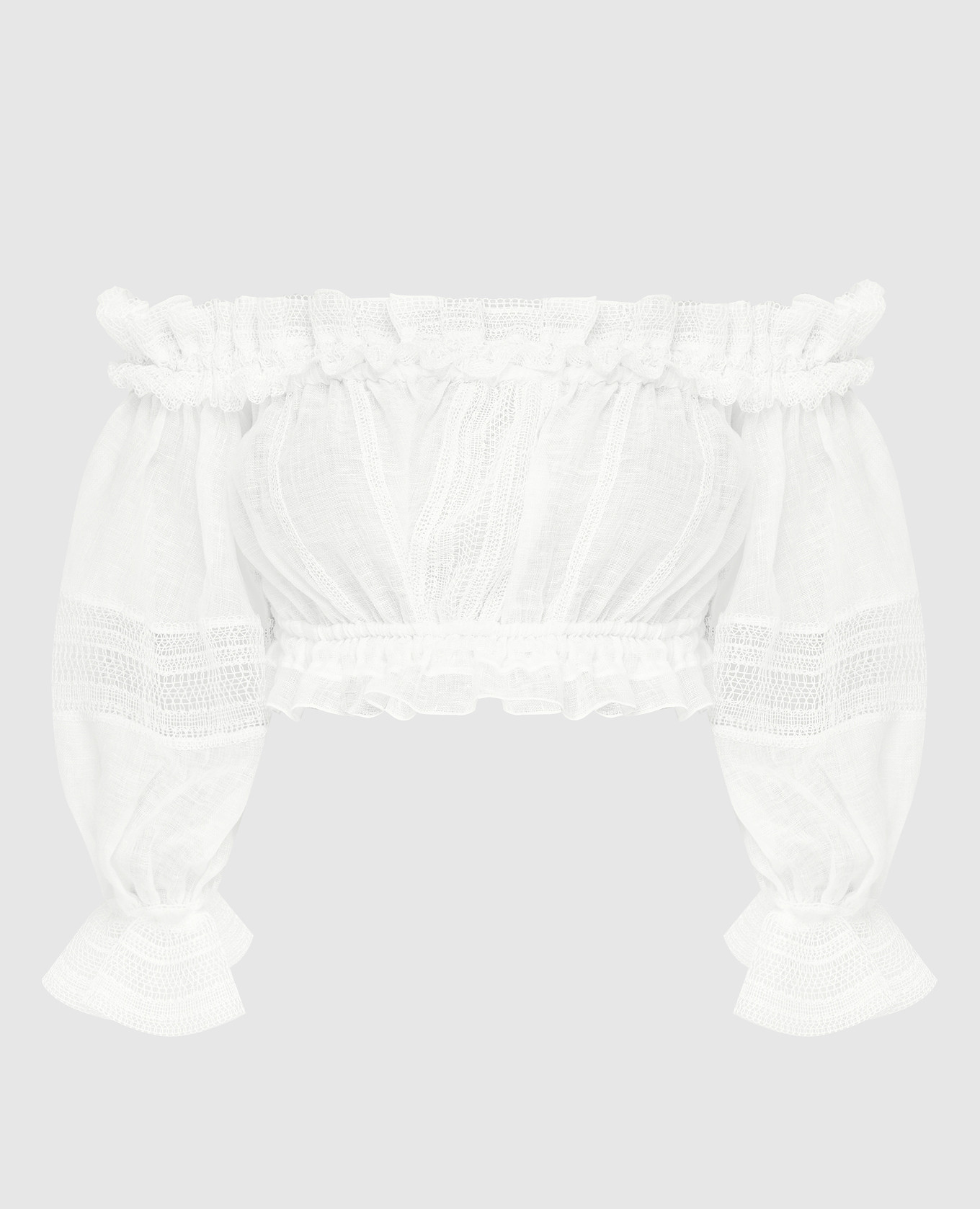 

Льняной топ с ажурными вставками Ermanno Scervino, Белый, Топы