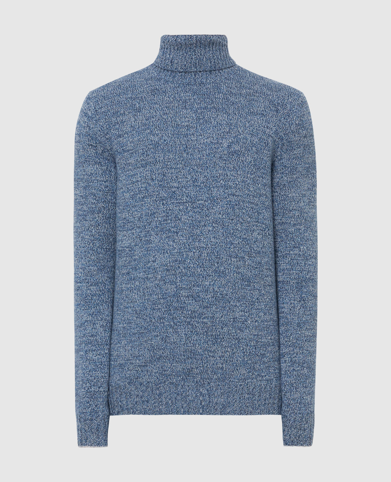 Синий меланжевый свитер из  шерсти, кашемира и шелка