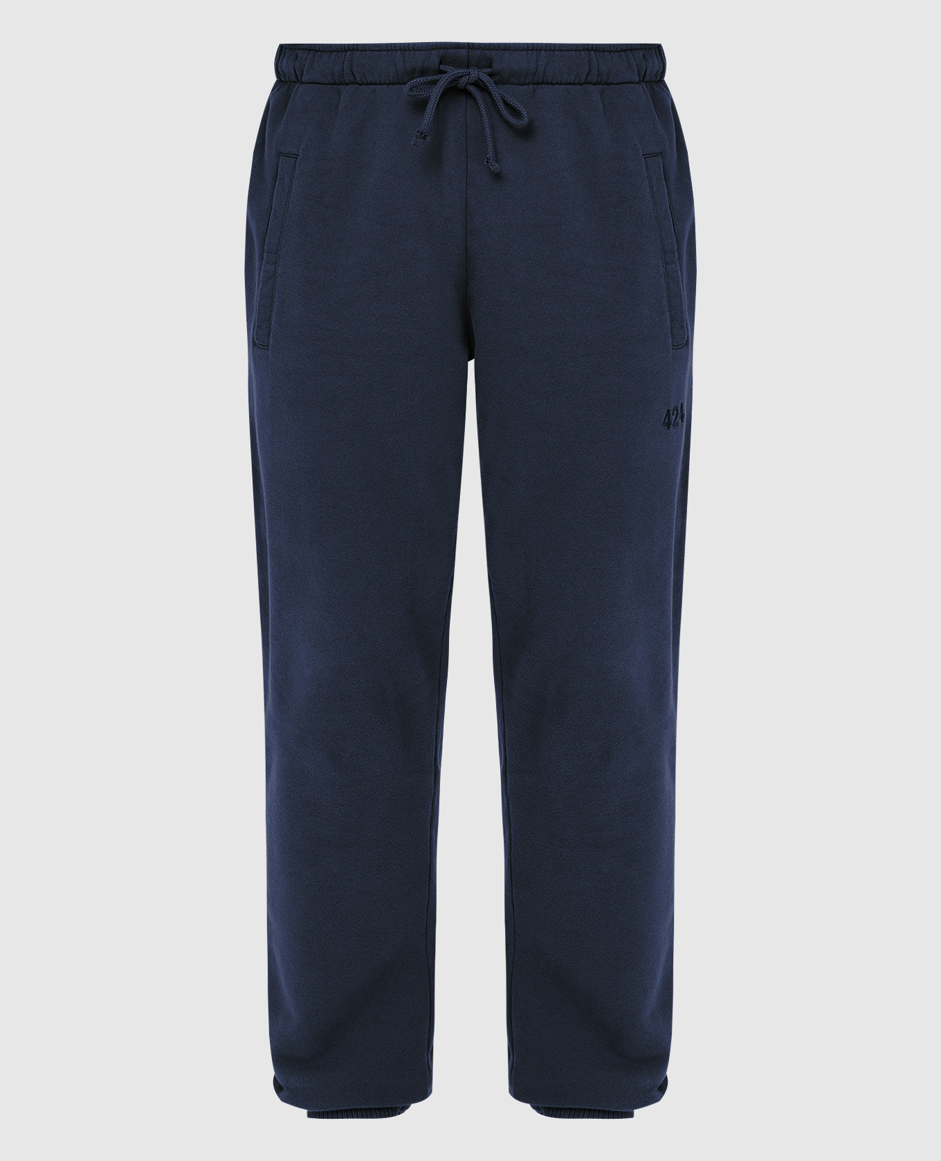 Темно-синие cпортивные брюки с вышивкой логотипа