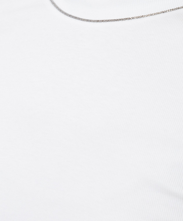 Brunello Cucinelli Білий лонгслів в рубчик з монілії M0TC8BJ300 зображення 5