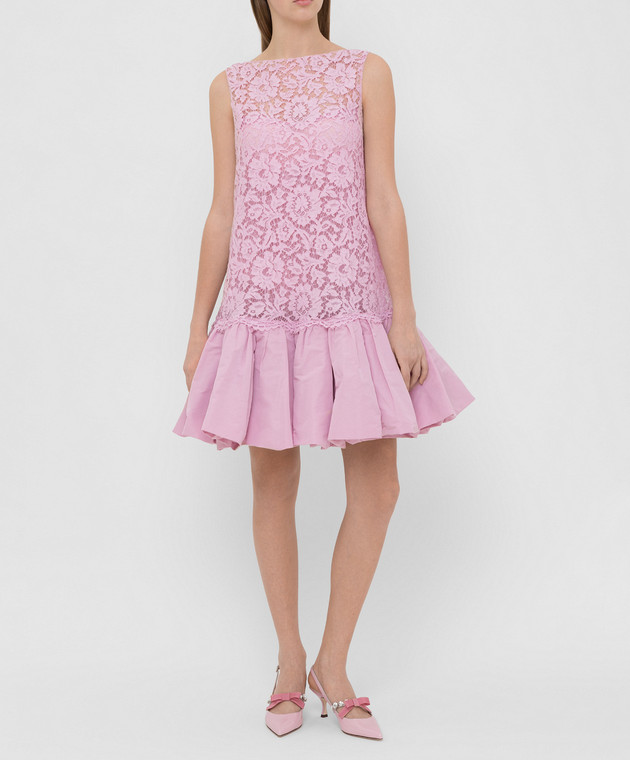 Valentino Розовое платье из кружева без рукавов TB3VALL64H2 изображение 2