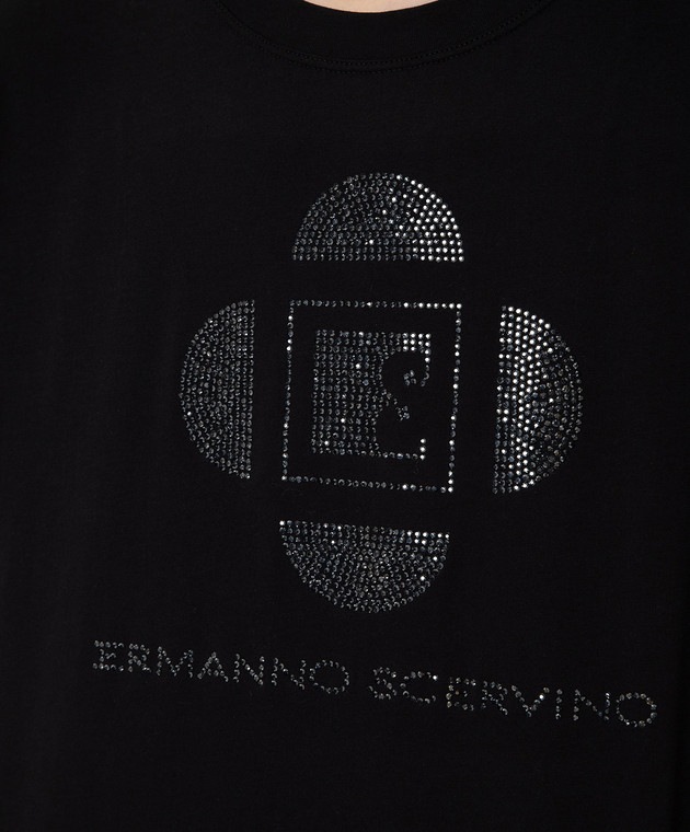 Ermanno Scervino Черная футболка с кристаллами D385L313CTUER изображение 5
