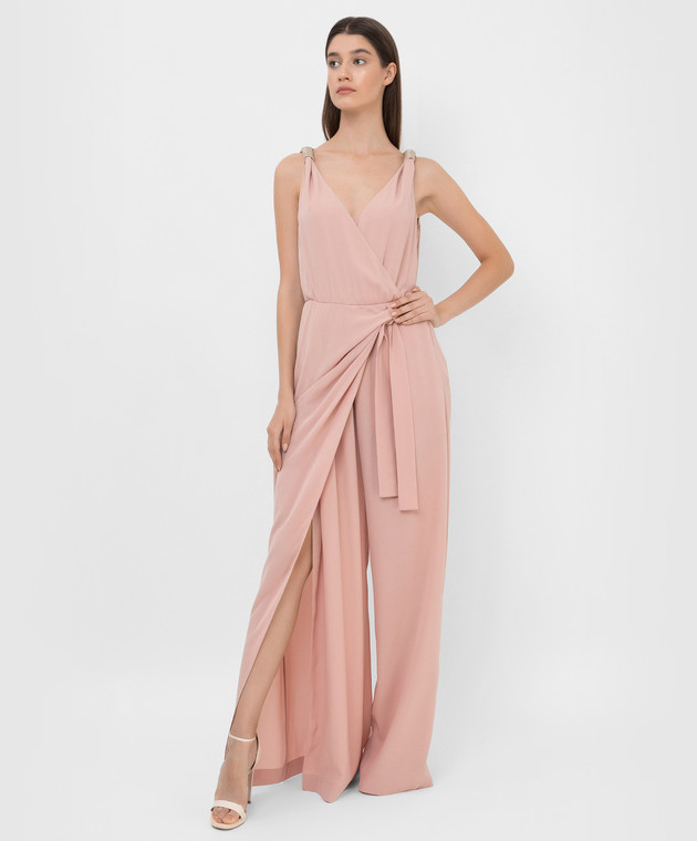 Brunello Cucinelli Powdery silk jumpsuit with slit and chains MF906BO799 image 2