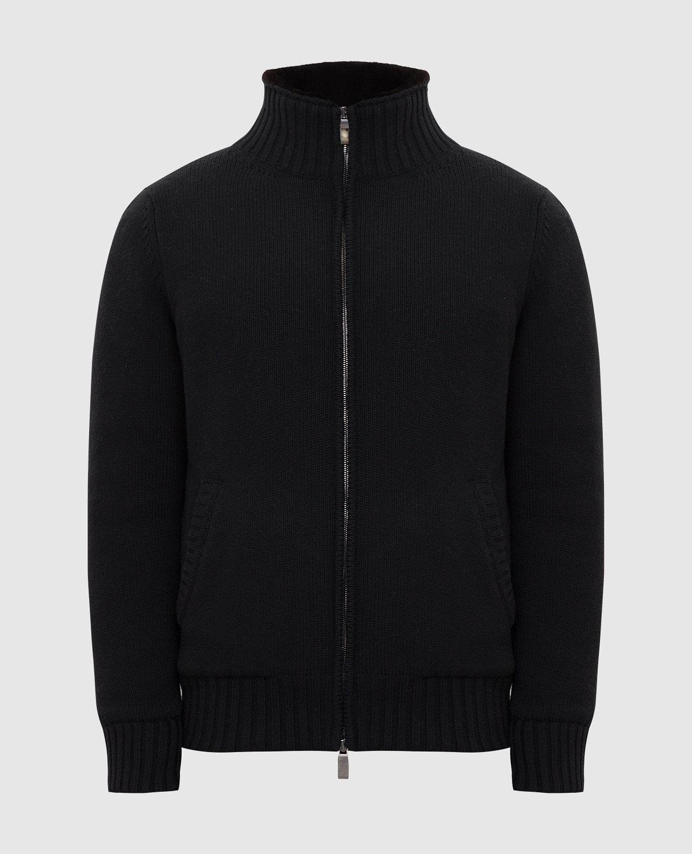 Canali Черная куртка из шерсти и кашемира на меху MX01294C0762