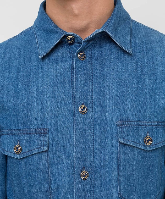 Gucci Синяя джинсовая рубашка 626514XDBBL изображение 5