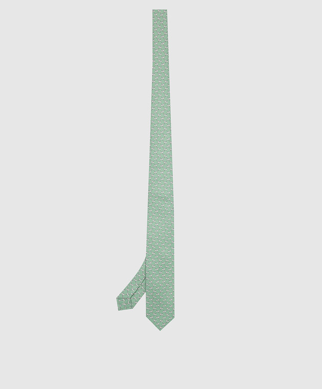 Stefano Ricci Children's silk light green set of patterned tie and pache scarf YDHNG300 image 2