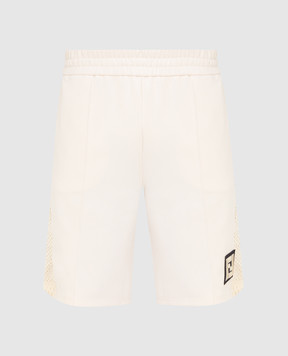 Fendi Светло-бежевые шорты с вышивкой логотипа FAB603A528