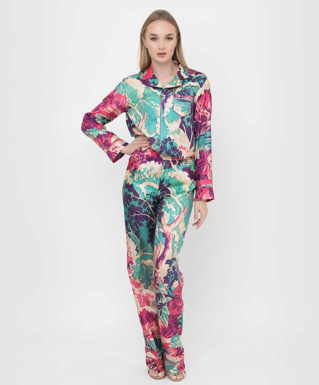 Red Valentino Шелковая рубашка в принт Emerald Forest XR3ABI206A1 изображение 2