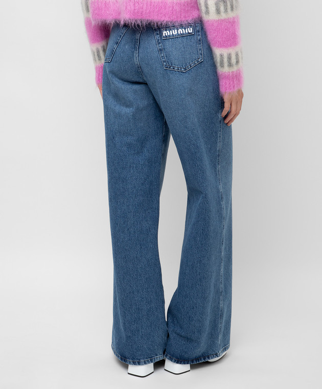 Miu Miu Джинсы широкого кроя с принтом логотипа GWP3941YXQ изображение 4