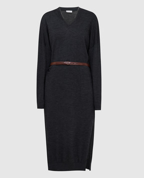 Brunello Cucinelli Темно-сіру сукню з вовни і кашеміру M14817A92