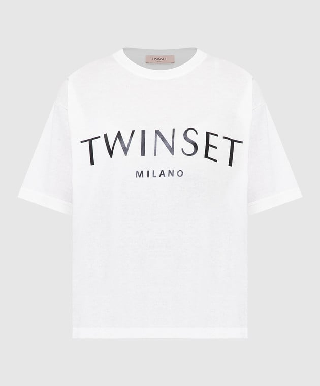 Twin Set Белая футболка с принтом логотипа 221TP3480