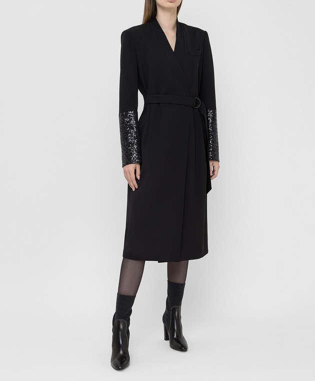 Brunello Cucinelli Черное платье из шерсти MB526A4693 изображение 2