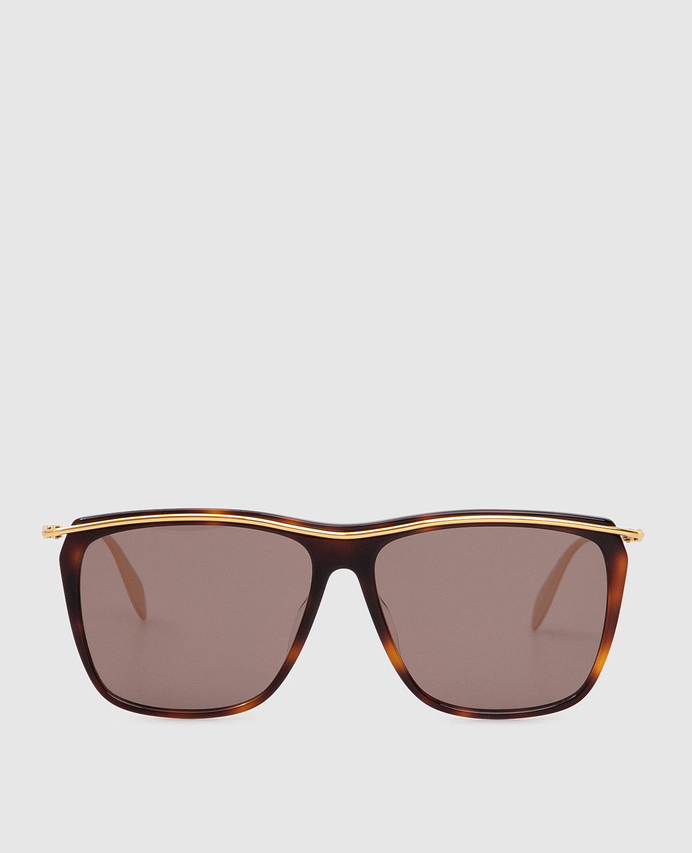 Солнцезащитные очки в квадратной оправе с черепаховым узором Alexander McQueen