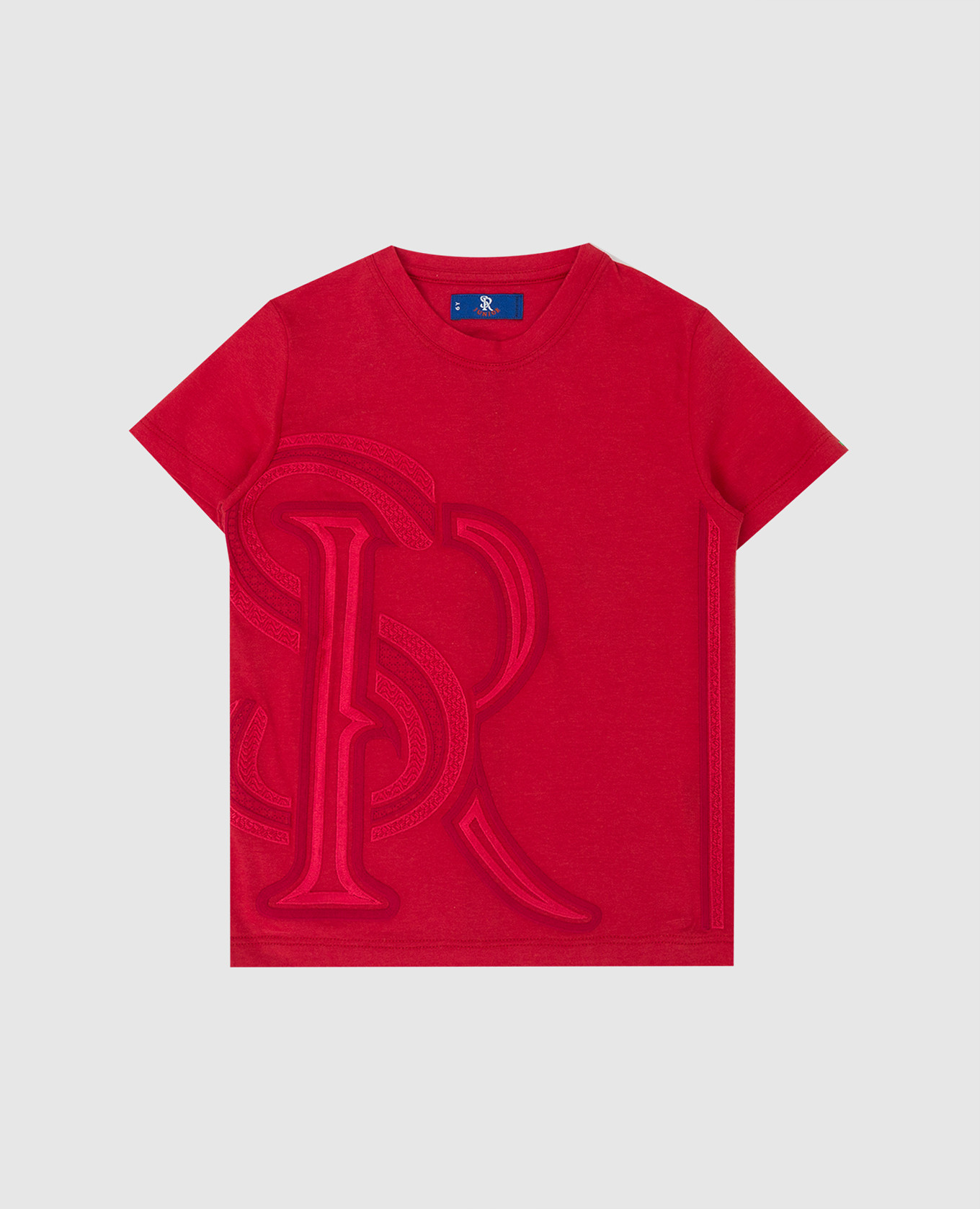 Детская красная футболка с вышивкой монограммы