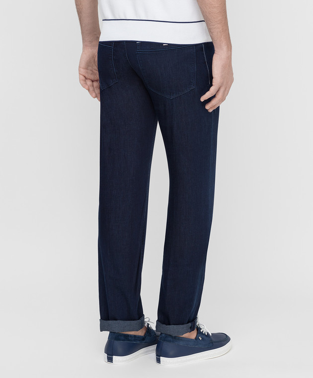 Stefano Ricci Темно-синие джинсы MFT02S116011PBL изображение 4