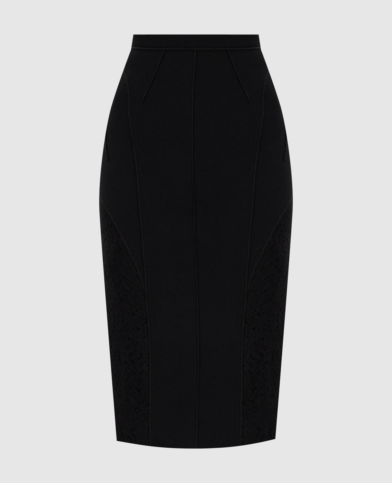 

Юбка-карандаш с ажурными вставками, Черный, Юбки-карандаш