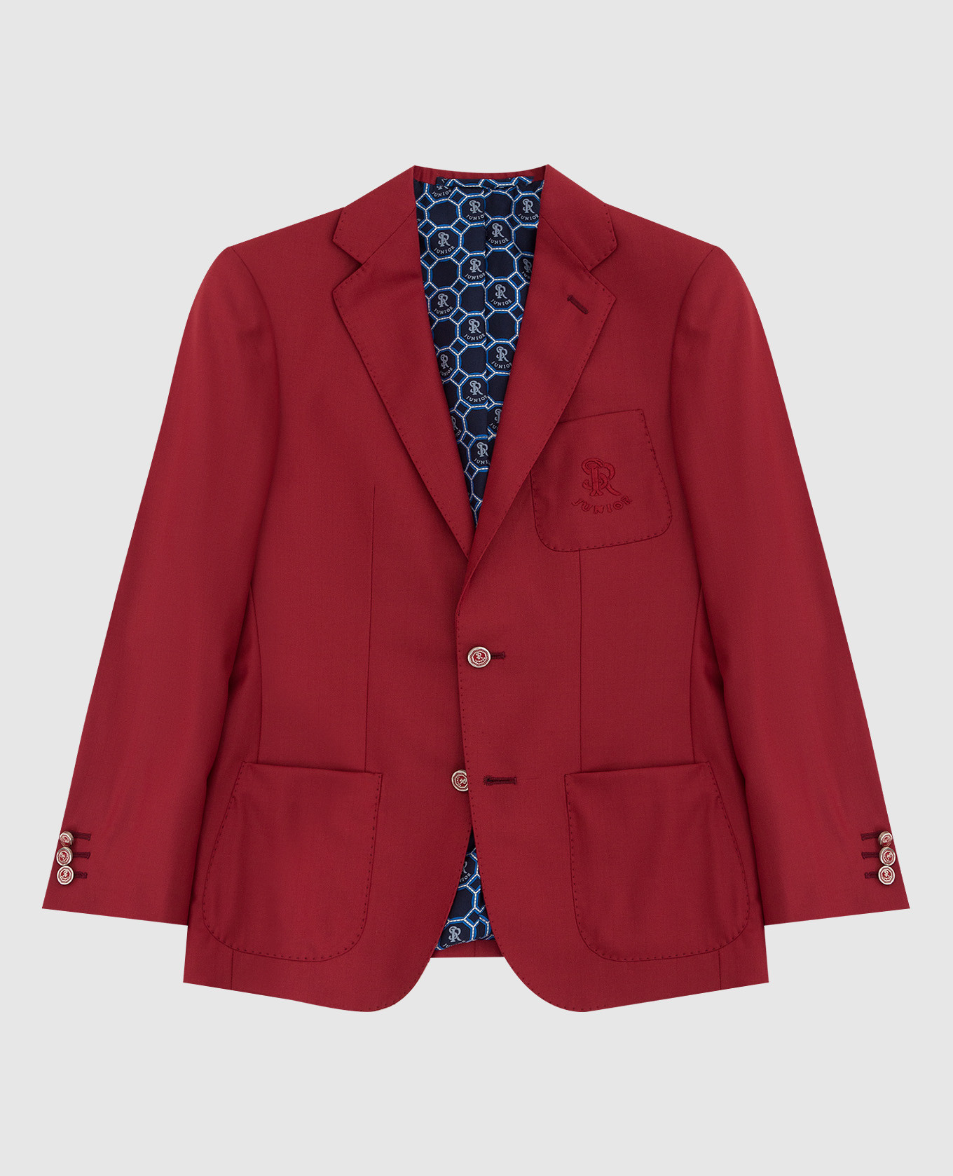 Детский светло-бордовый пиджак из шерсти с монограммой
