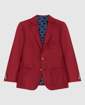 Stefano Ricci Детский светло-бордовый пиджак из шерсти с монограммой Y3RF376R00HC2975