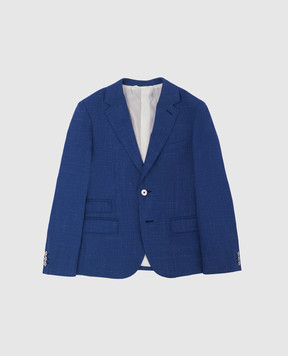Stefano Ricci Детский синий пиджак из шерсти, шелка, кашемира и льна Y1RF732000HC4230
