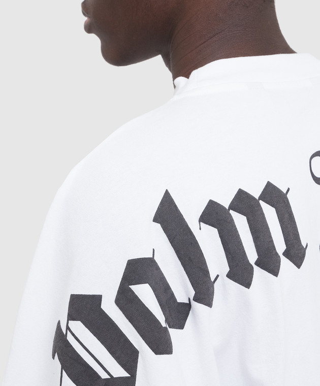 Palm Angels Белая футболка с принтом логотипа PMAA002C99JER001 изображение 5