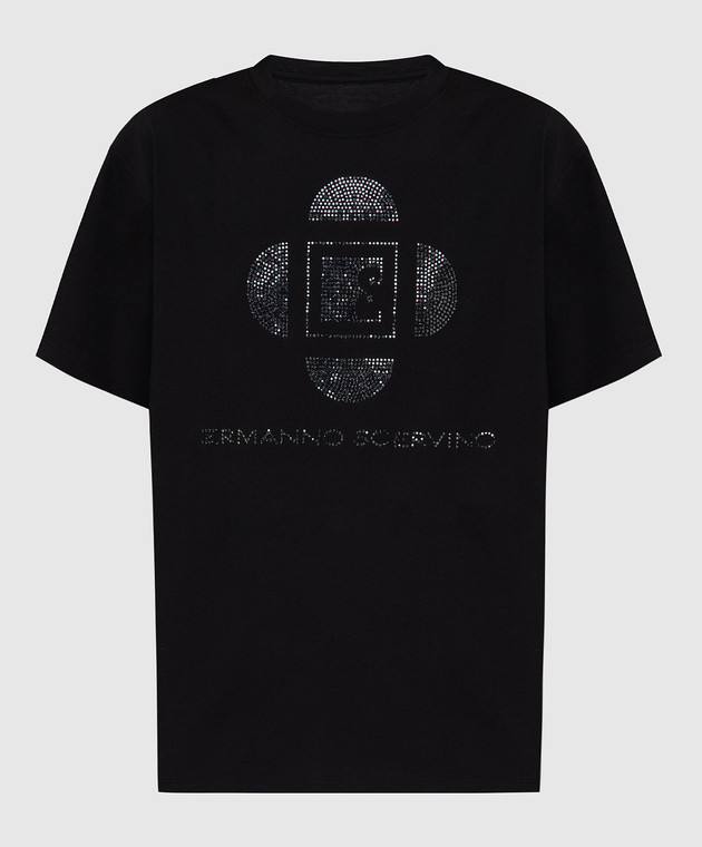 Ermanno Scervino Черная футболка с кристаллами D385L313CTUER
