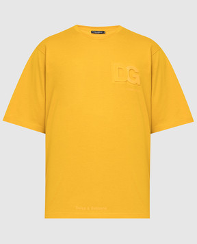Dolce&Gabbana Жовта футболка з фактурним логотипом G8NB3ZFU7EQ