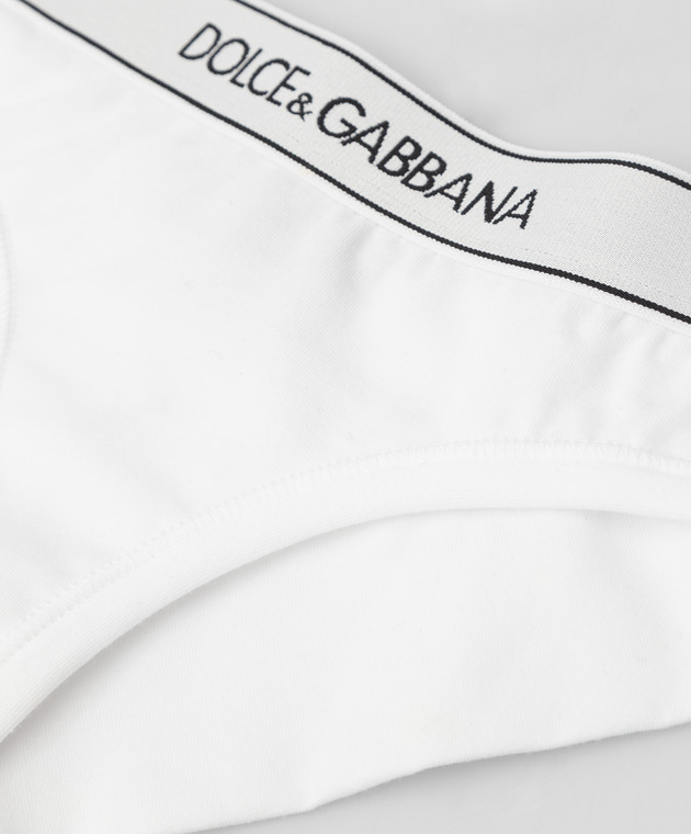 Dolce&Gabbana Білі трусики-бразіліана з візерунком логотипу O2C09TFUEEY зображення 3