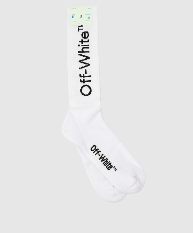 Off-White Белые носки с узором логотипа OMRA001F21KNI004